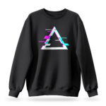 Raverge 'Apex' women's black sweatshirt with a glitched triangle graphic, perfect for gamers and sci-fi fans.